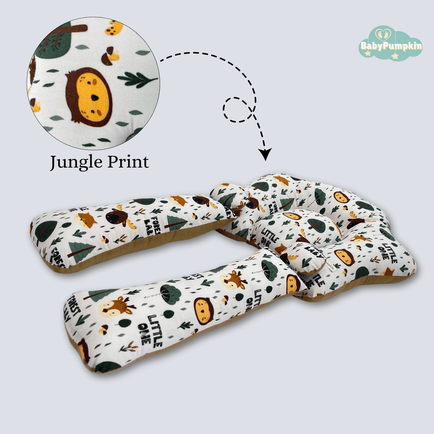 BabyPumpkin Multi-Functional Side Sleeping Pillow with Detachable Head Shaping Support