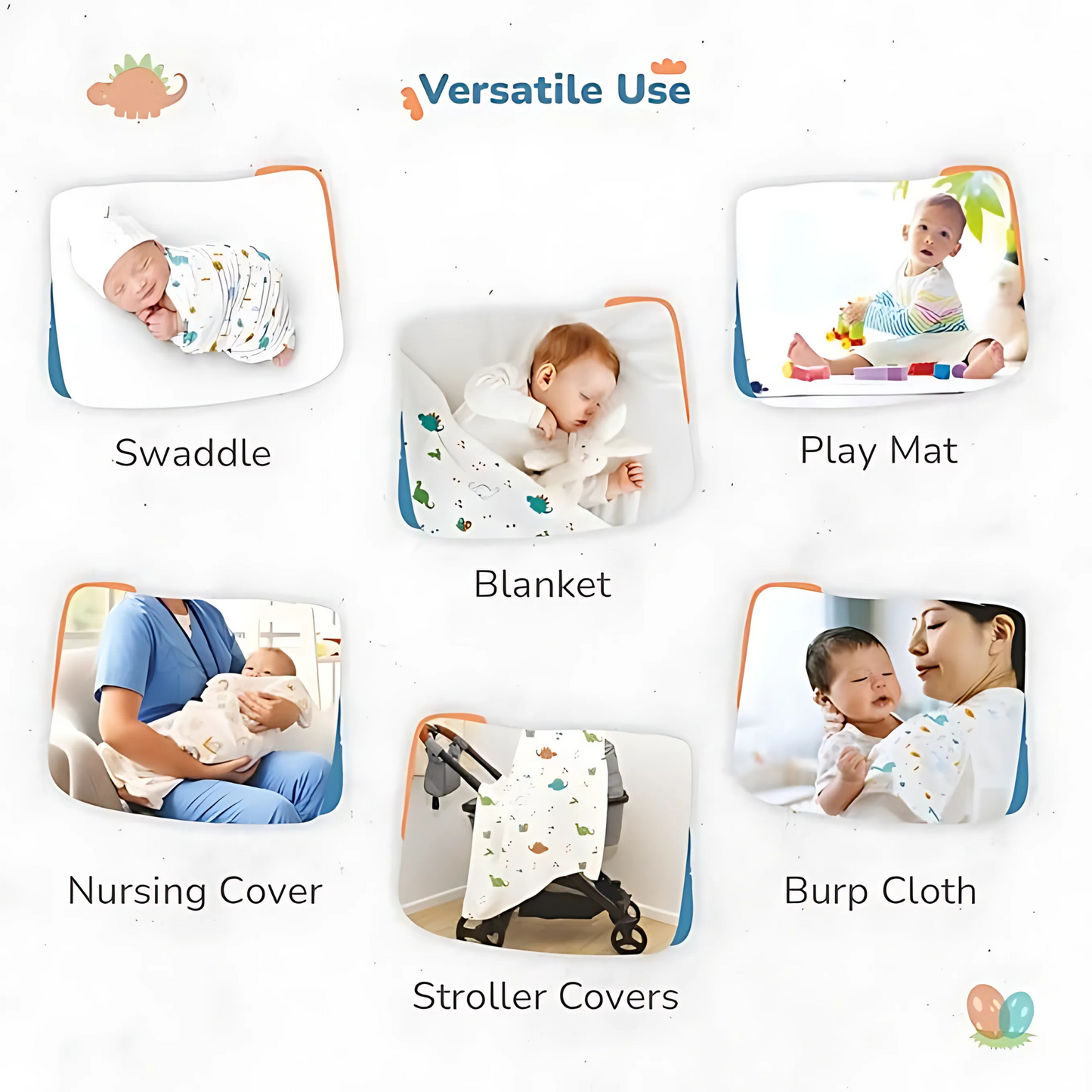 BabyPumpkin Muslin Swaddle Blankets 3-Pack