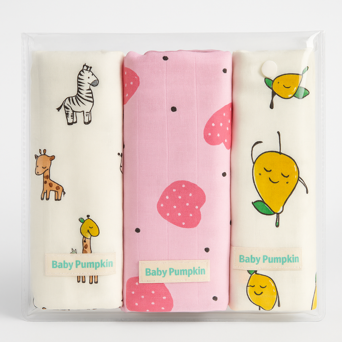 BabyPumpkin Muslin Swaddle Blankets 3-Pack