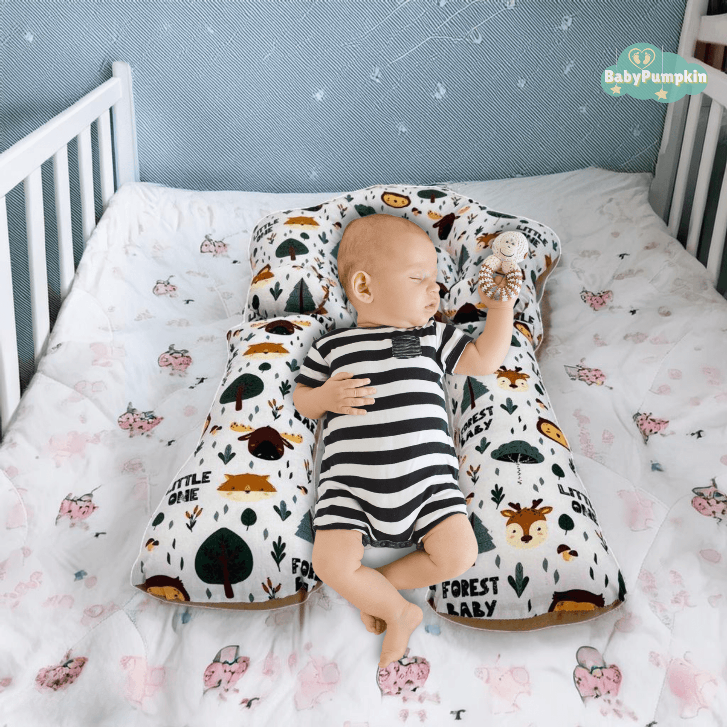 BabyPumpkin Multi-Functional Side Sleeping Pillow with Detachable Head Shaping Support