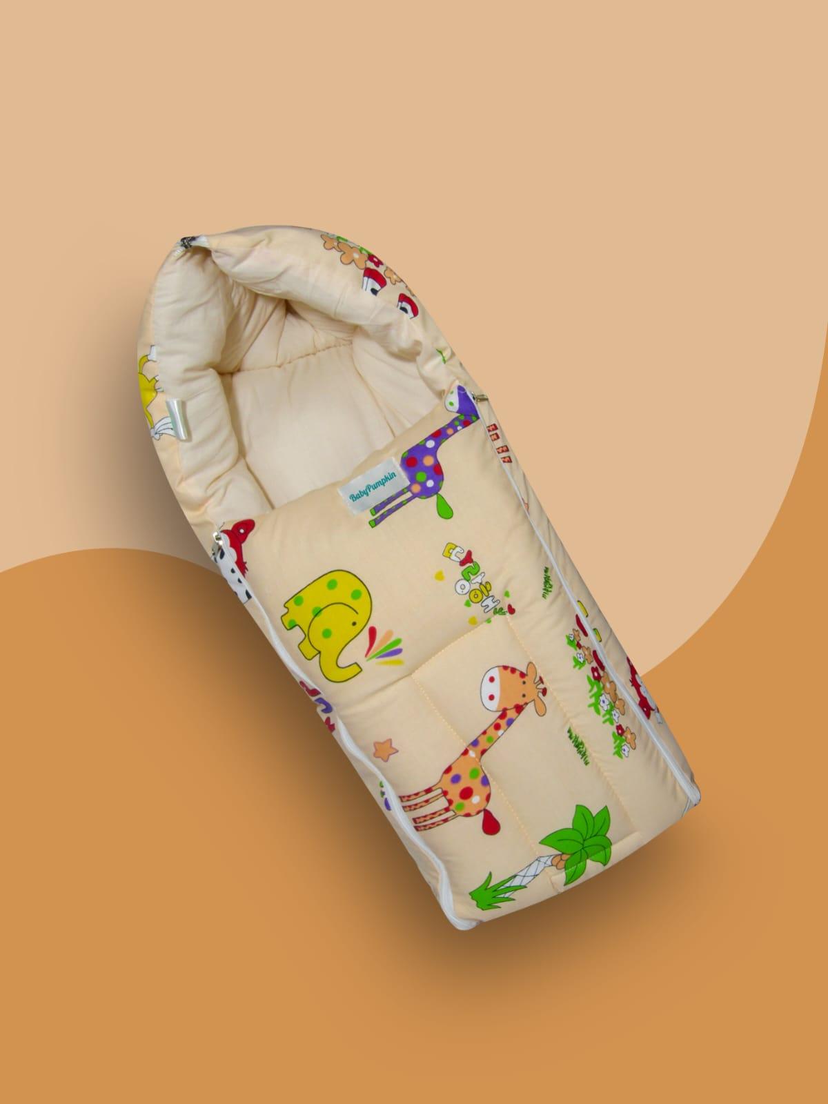 BabyPumpkin 3-in-1 Portable Baby Bed, Sleep Bag & Carry Nest, Animal Print ( Pink)