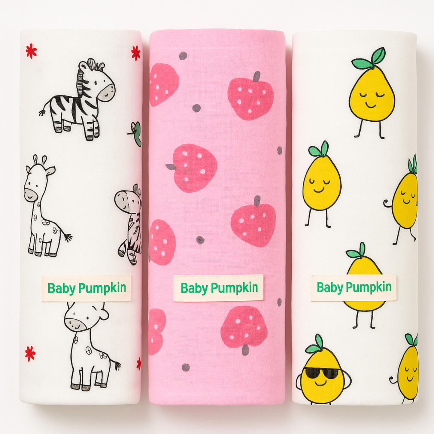 BabyPumpkin Muslin Swaddle Blankets 3-Pack
