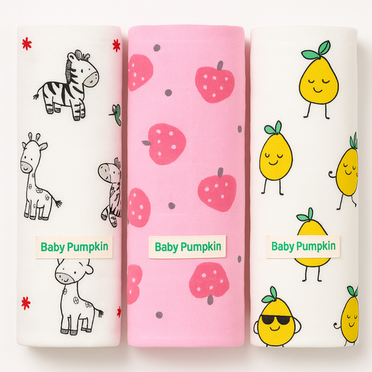 BabyPumpkin Muslin Swaddle Blankets 3-Pack