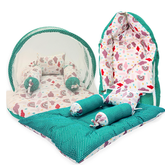 BabyPumpkin Baby Essentials Combo – Perfect Dual-Sided Bedding & Sleep Solutions for Newborns