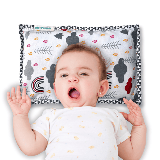 Babypumpkin Rainbow Mustard Seed Round Pillow for Baby Head Shaping & Support, Infant-Toddler (0-12M)