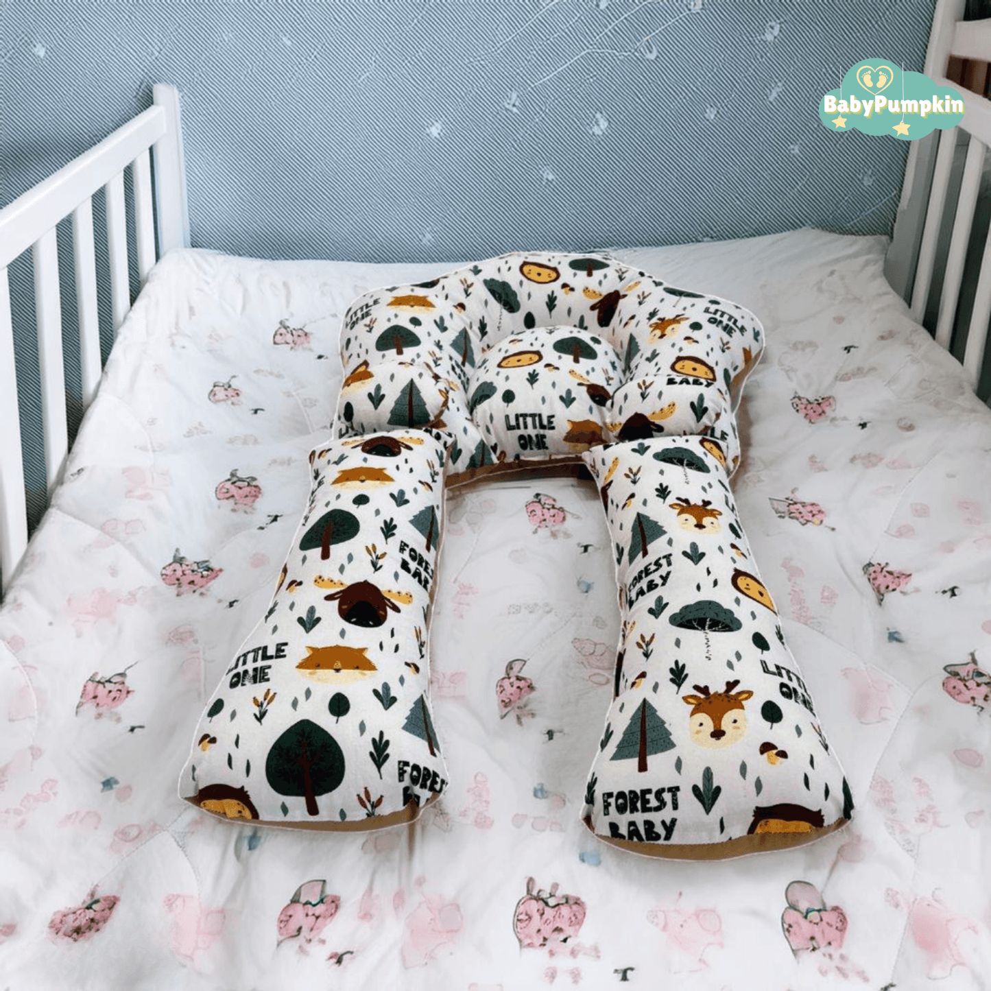BabyPumpkin Multi-Functional Side Sleeping Pillow with Detachable Head Shaping Support