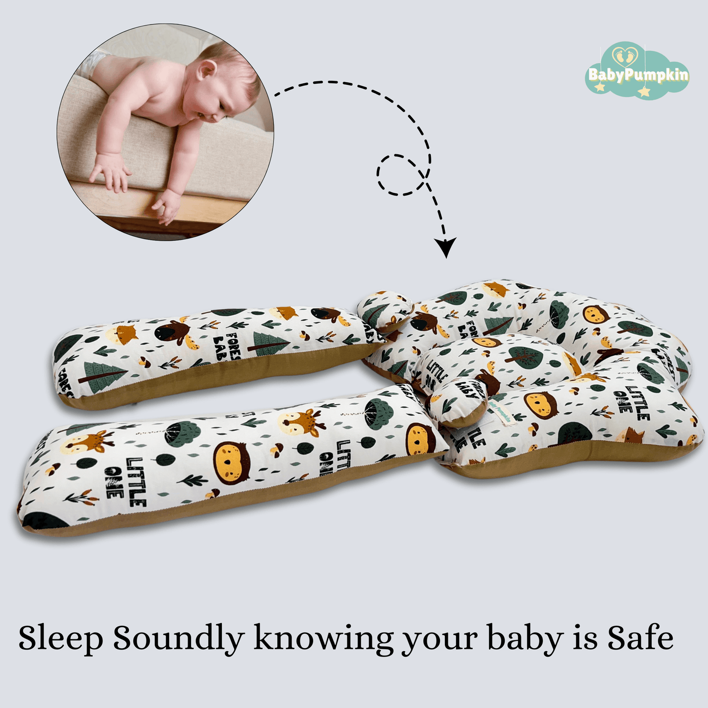 BabyPumpkin Multi-Functional Side Sleeping Pillow with Detachable Head Shaping Support