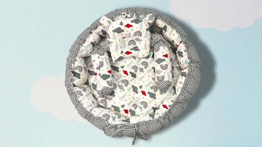 Babypumpkin Reversible Round Tub Baby Bedset for Newbron baby 0M+ ( Rainbow Print)