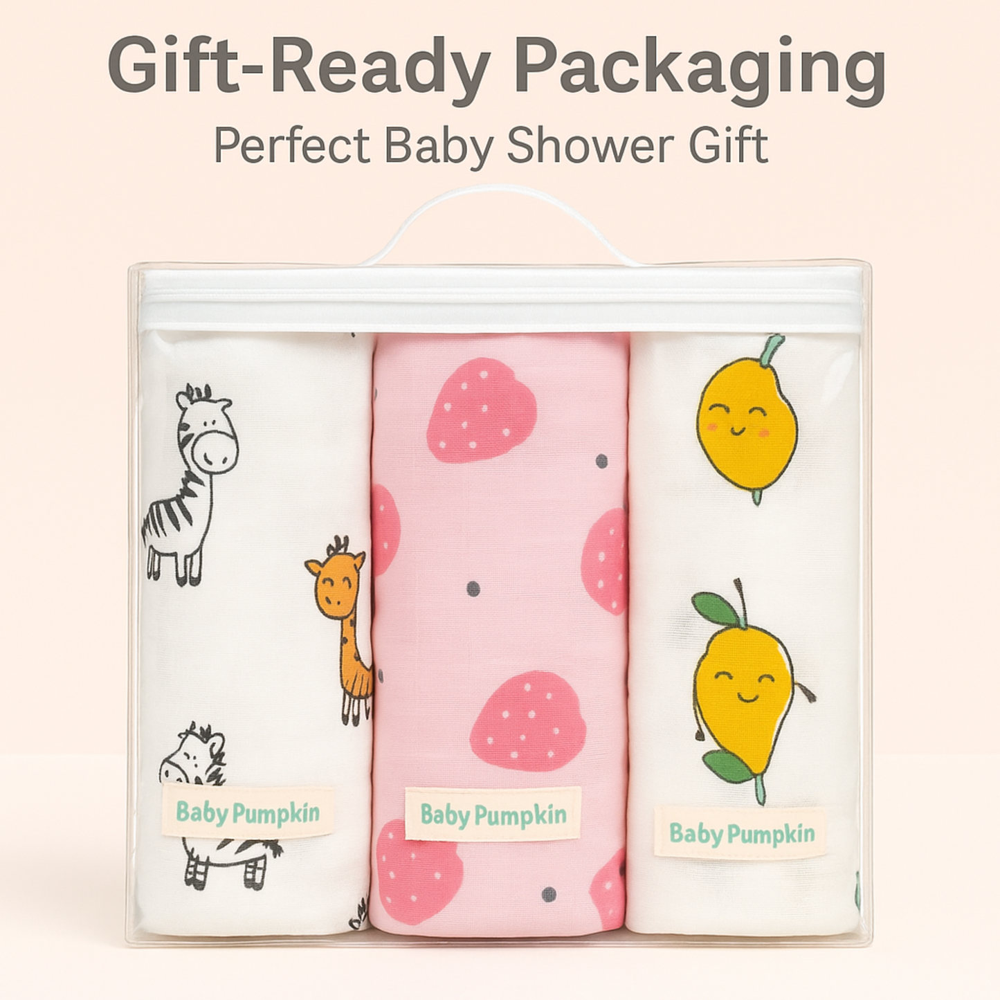BabyPumpkin Muslin Swaddle Blankets 3-Pack