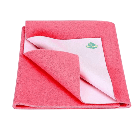 BabyPumpkin Waterproof Baby Bed Protector, Large (140x100cm), Salmon Rose
