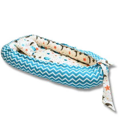 BabyPumpkin Moon Print Portable Baby Nest, Foldable Sleeping Bed, 0-2 Years