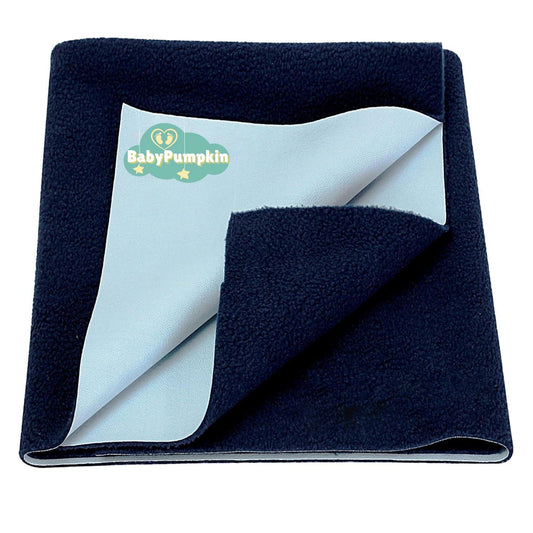BabyPumpkin Waterproof Baby Bed Protector, Large (140x100cm), Navy Blue